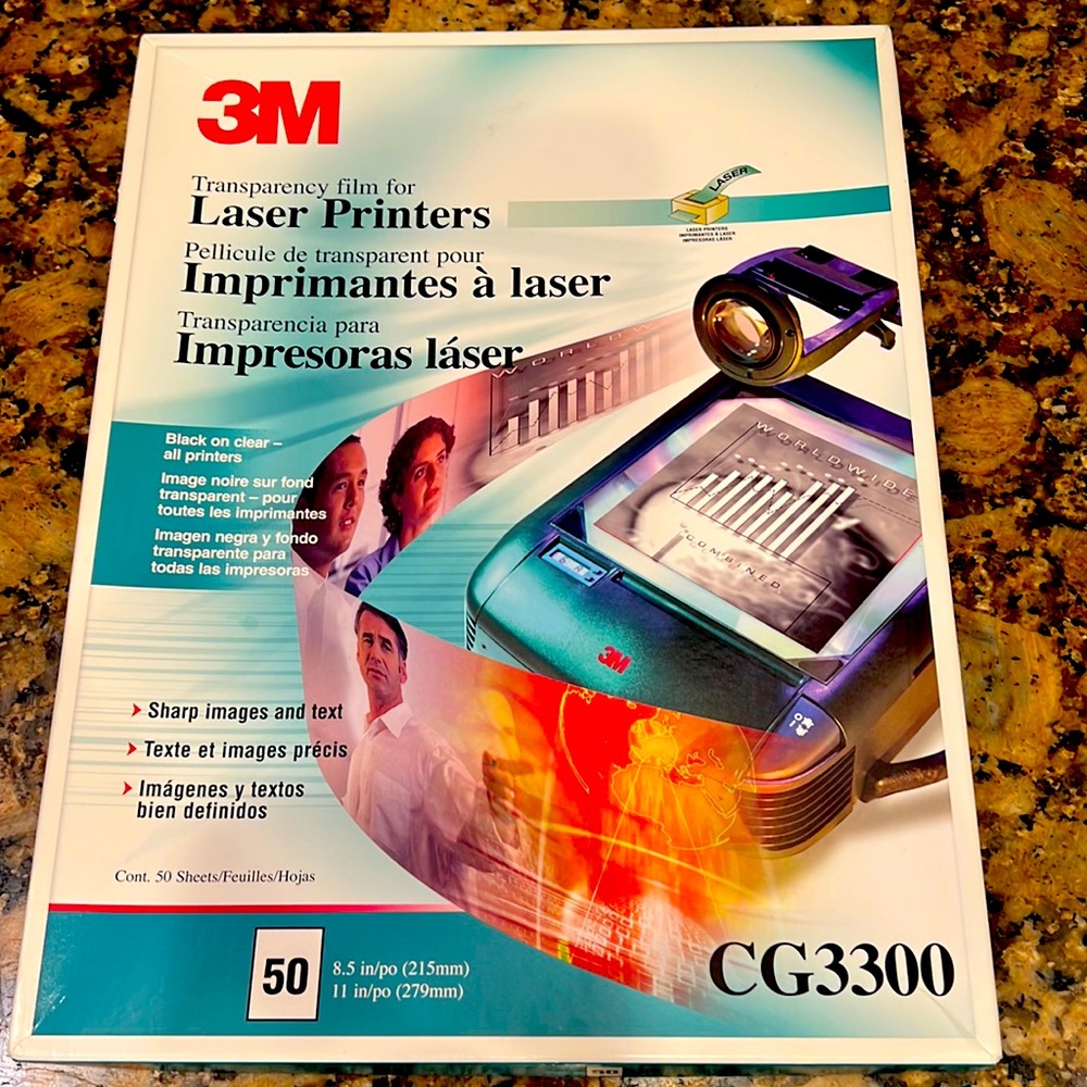 Transparency, film for laser printers